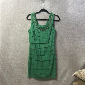S.L. Fashions Green Sleeveless Sheath Dress
